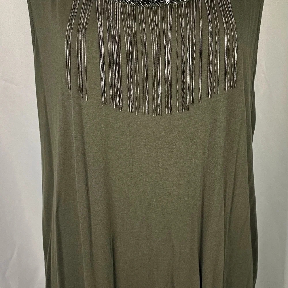 Lane Bryant Green Fringe Tank Top‎